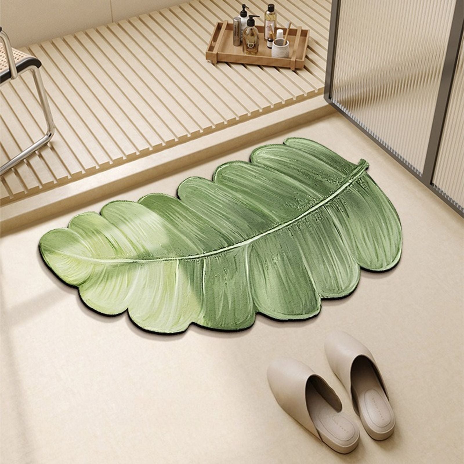 Leaves Green Plants Floor Mats for Bathroom and Home