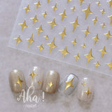 3D Crescent Moon Nail Stickers - White, Black, Gold, Silver