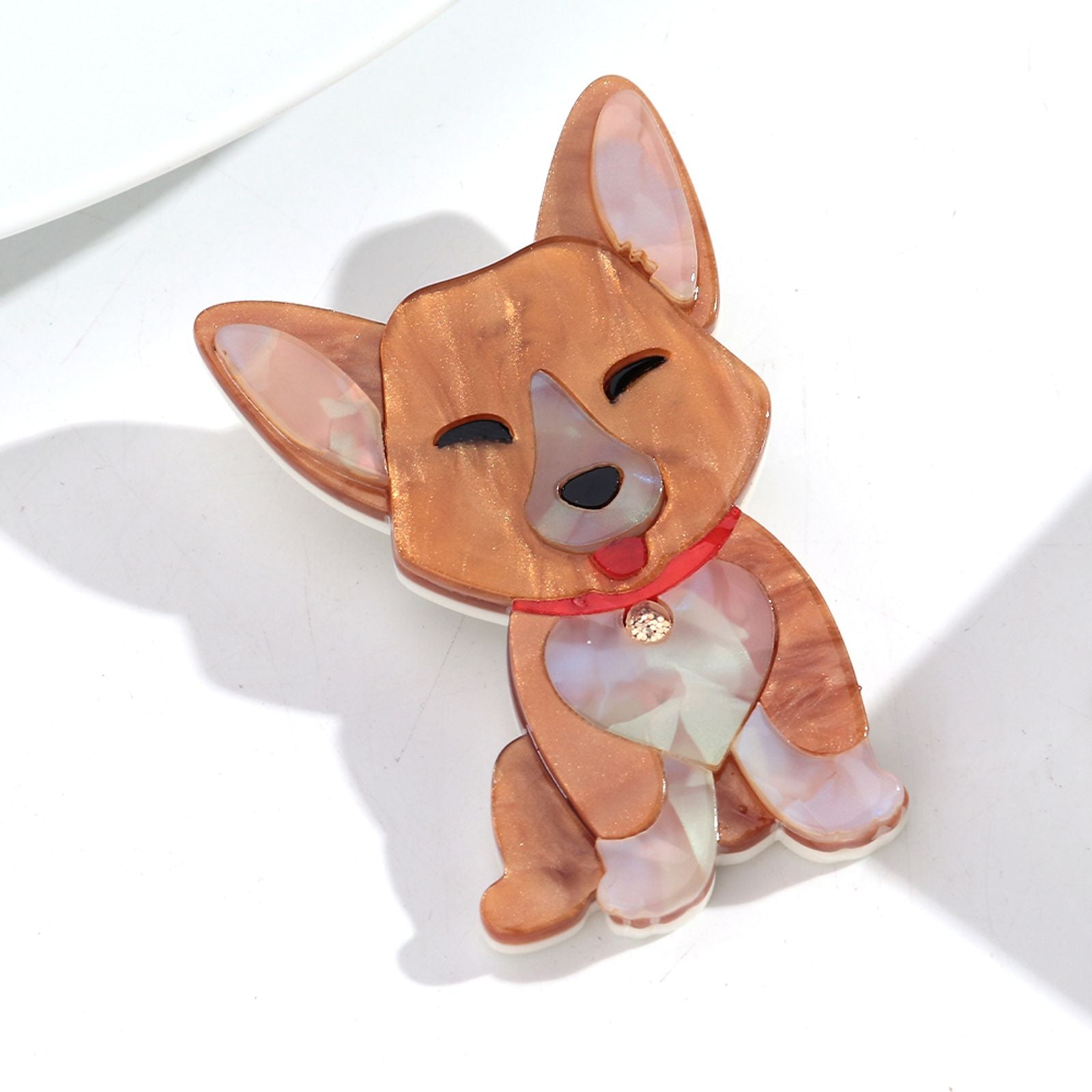 Cute Acrylic Splicing Bell Puppy Brooch for Women