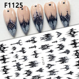 Gothic Black Nail Art Stickers for Elegant Weddings & Halloween