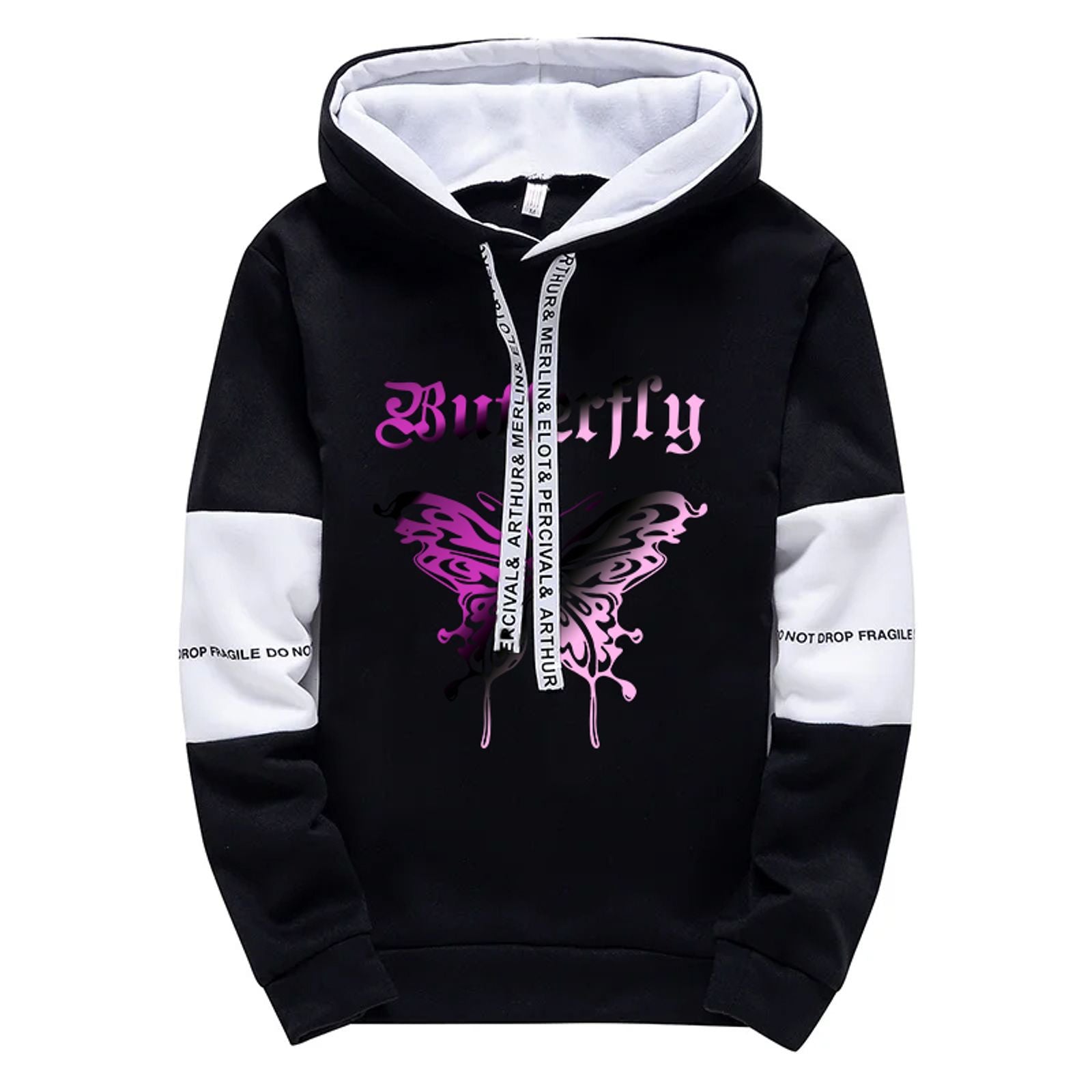 Girls Urban Fashion Loose Hoodie with Letter Print