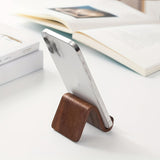 Compact Black Walnut Phone Stand - Flexible Clip Holder