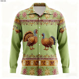 Men's Vintage 3D Print Long Sleeve Thanksgiving Shirt