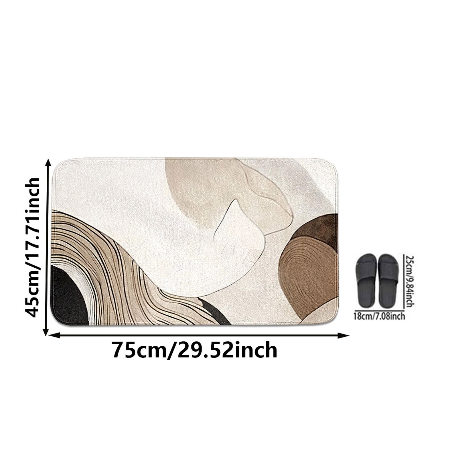 Abstract Art Curved Bathroom Mat Set - Non-Slip & Stylish