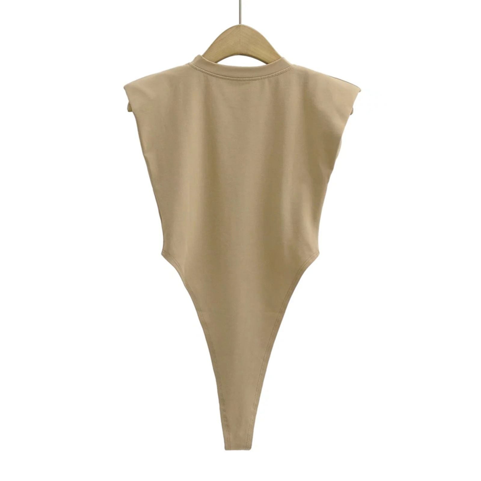 Women's Black Sleeveless Bodysuit with Padded Shoulders