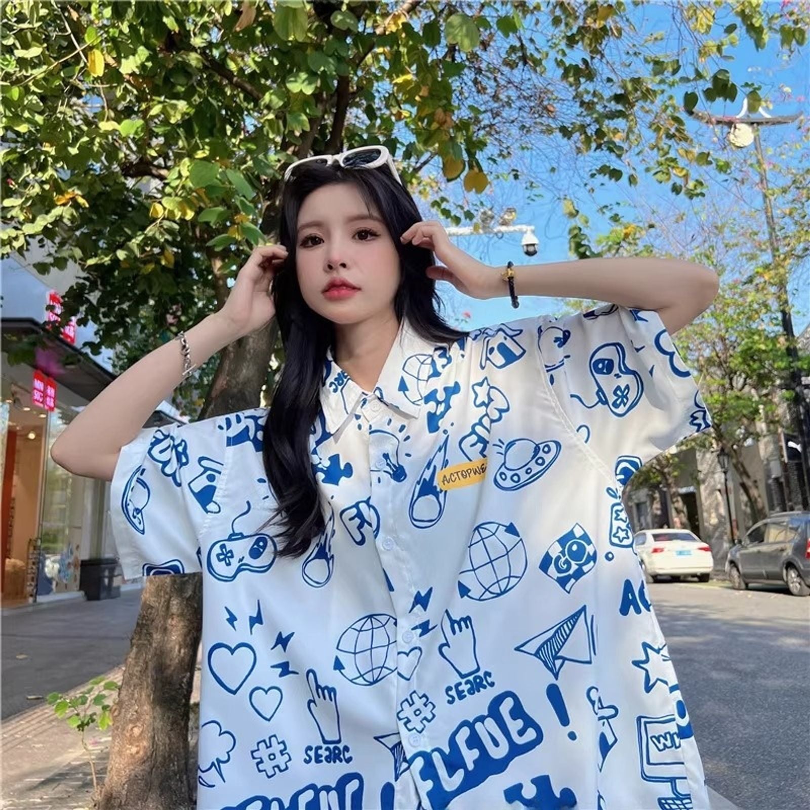 Loose Short Sleeve Hawaiian Beach Shirt for Couples