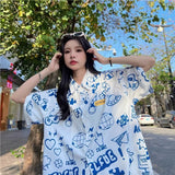 Loose Short Sleeve Hawaiian Beach Shirt for Couples