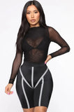 Sexy Transparent Black Mesh Bodysuit for Women