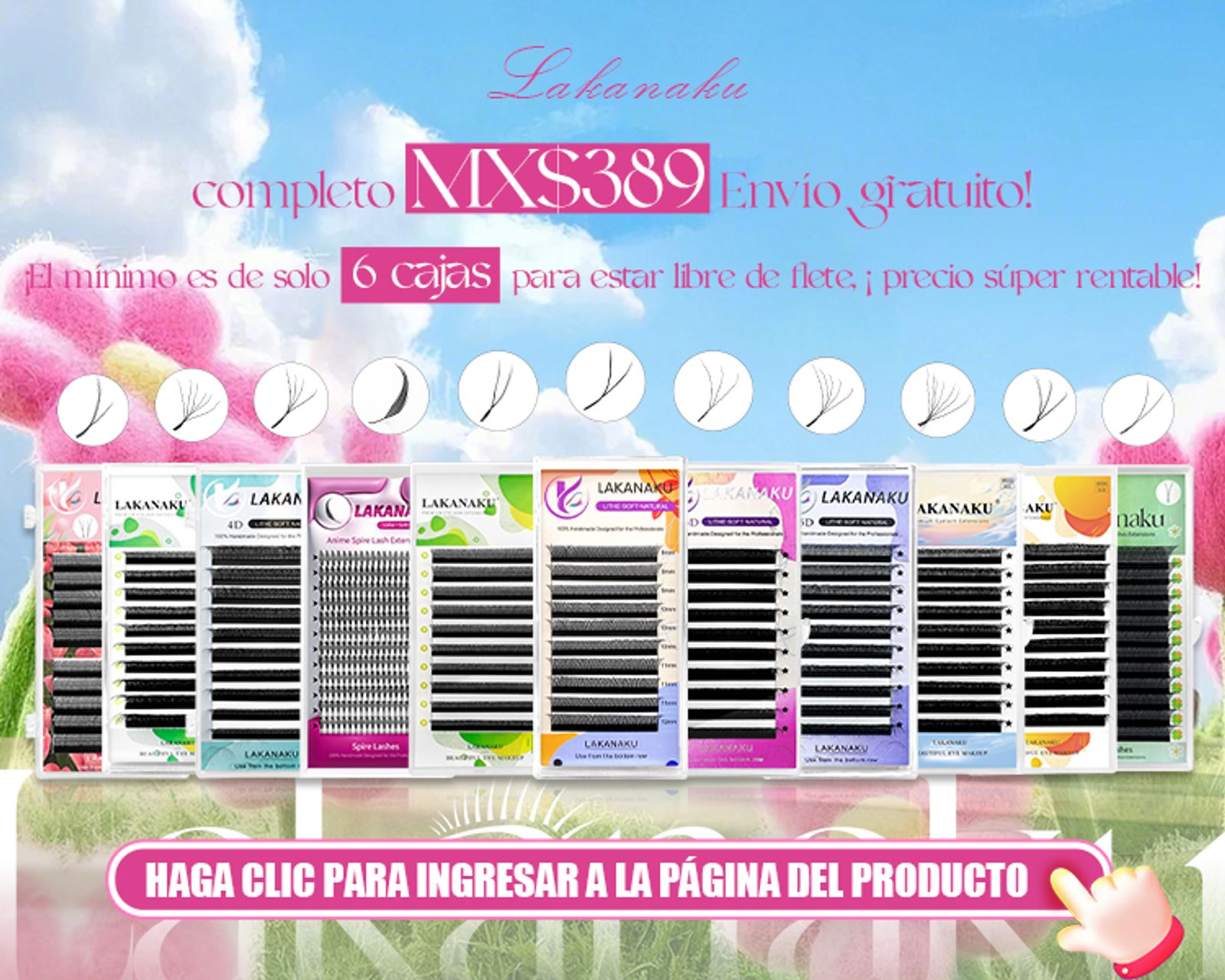 Lakanaku 2D Eyelash Extensions - U YY Fiber Double Tips