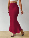 Women’s Solid Slim Fishtail Skirt - Elegant & Casual Dress