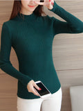 Autumn Women's Mock Neck Ruffle Sweater