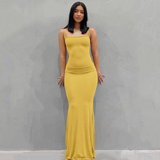 2024 Solid Color Slim Fit High Step Slip Dress