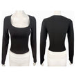 Women’s Slim Fit Long Sleeve T-shirt with Square Collar