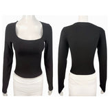 Women’s Slim Fit Long Sleeve T-shirt with Square Collar