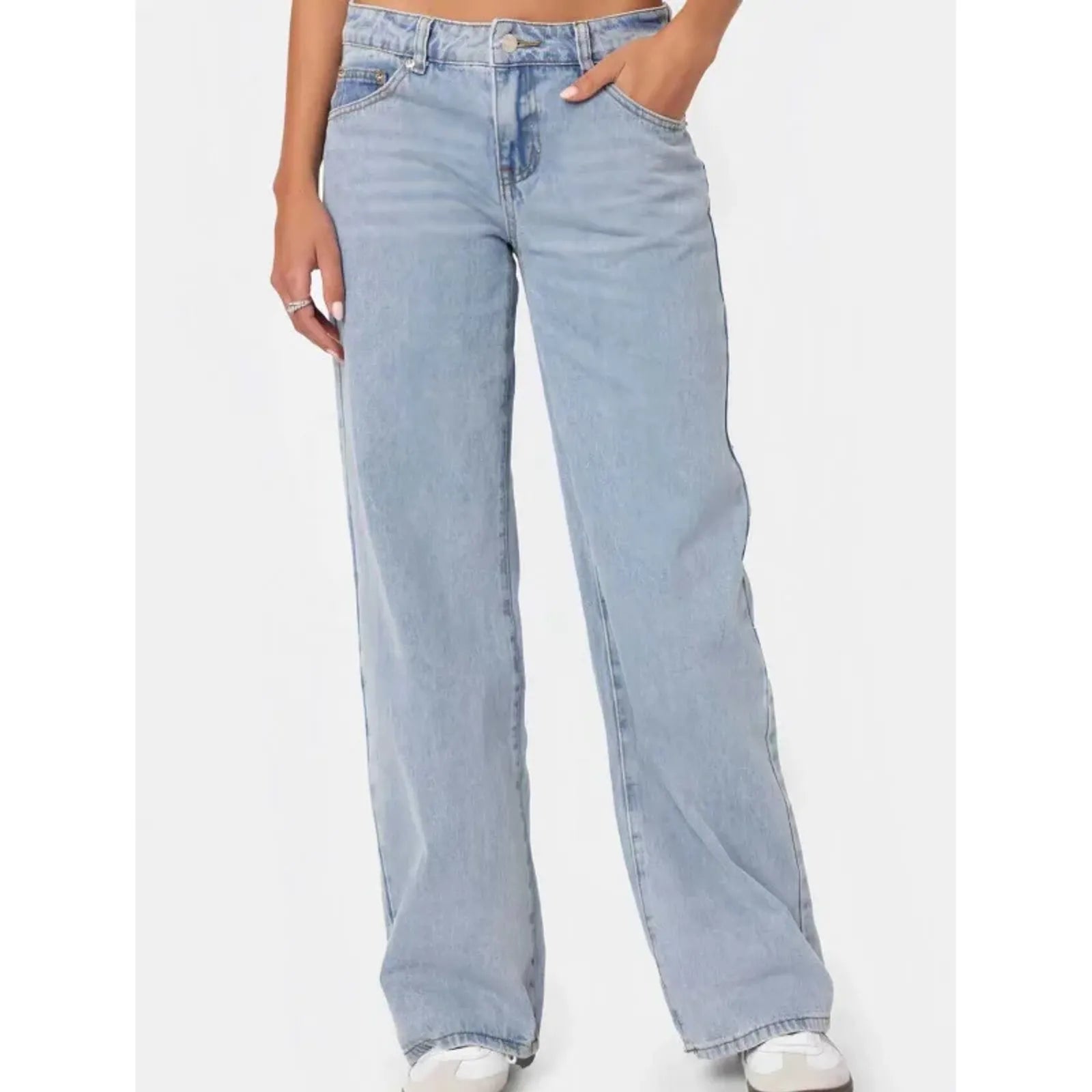 Fashionable Women's High Waist Wide Leg Jeans