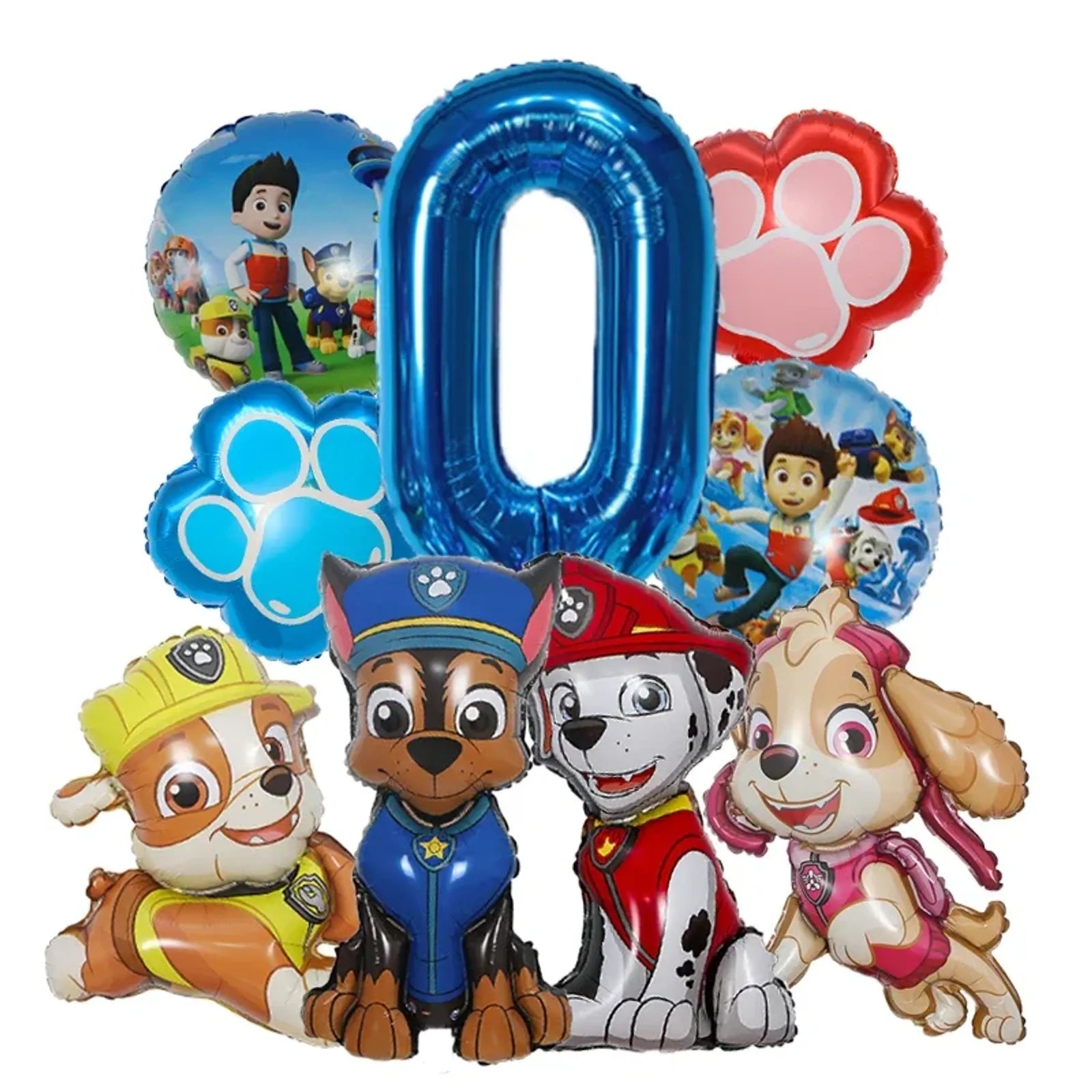 9pcs Cartoon Paw Patrol Foil Balloons for Kids' Birthday