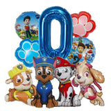 9pcs Cartoon Paw Patrol Foil Balloons for Kids' Birthday
