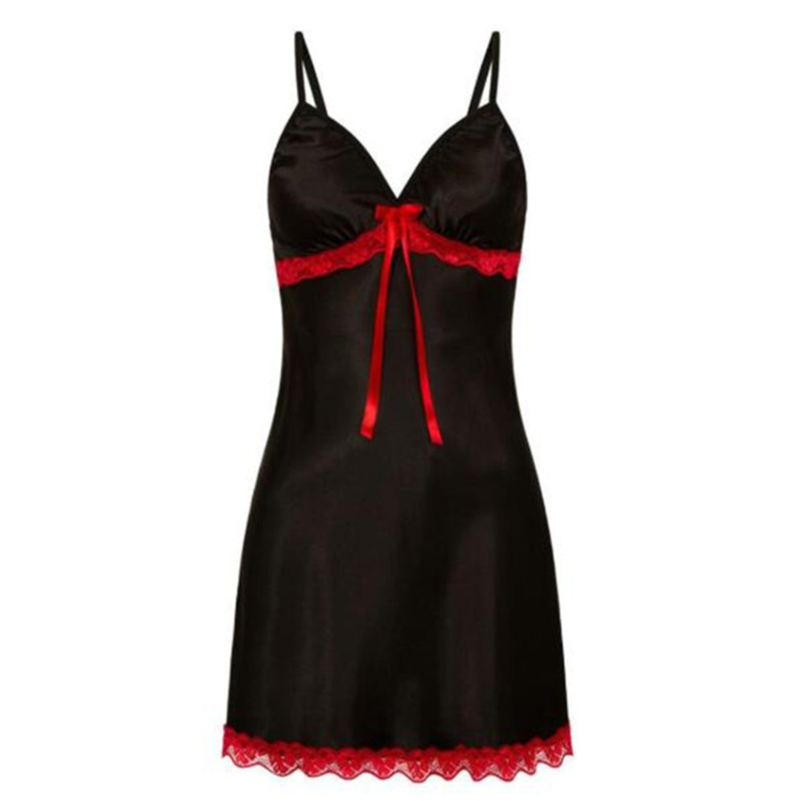 Women's Silk Imitation Lace Bow Strap Nightgown