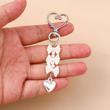 Cute Bowknot Love Heart Keychain with Crystal and Pearl