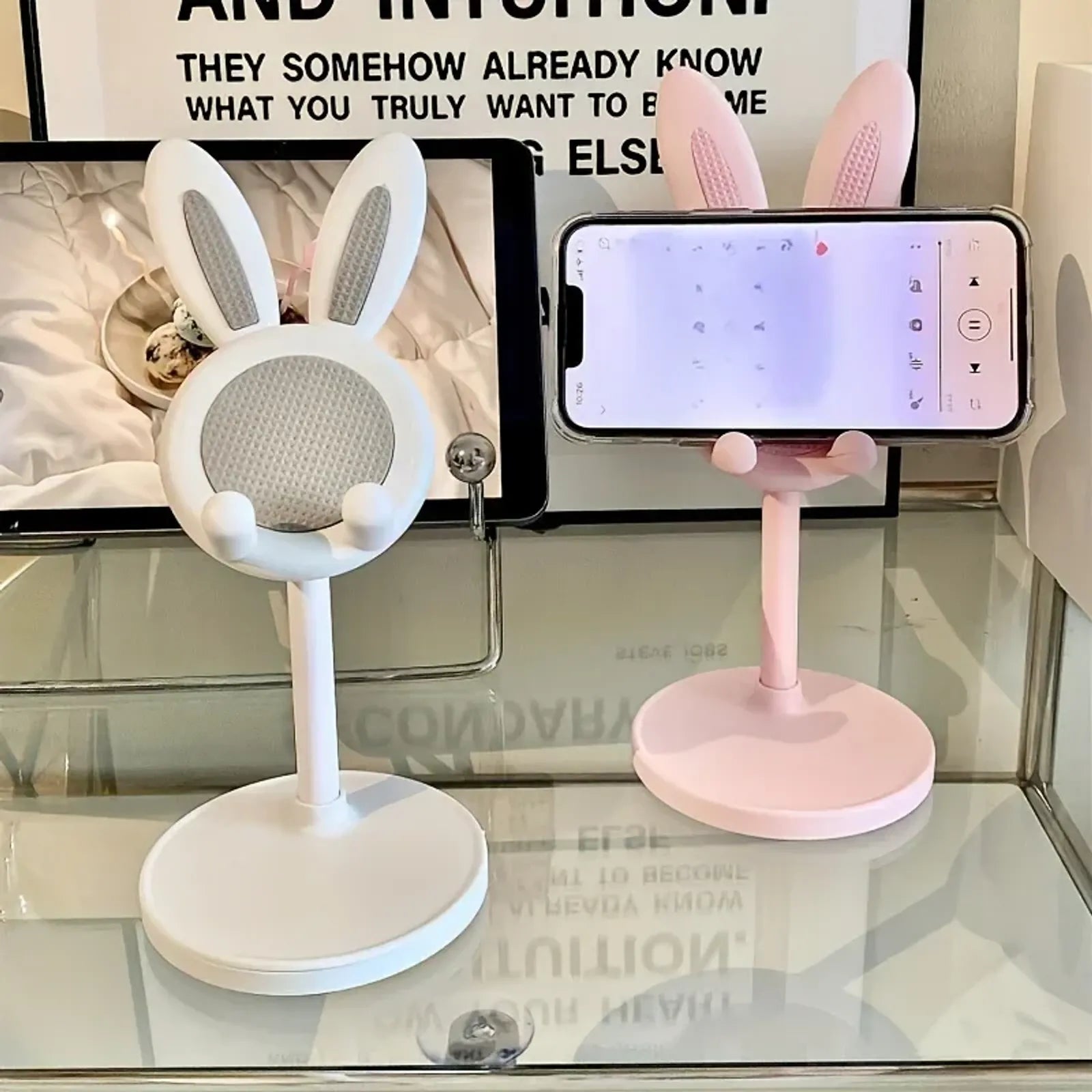 Cute Rabbit Mobile Phone Stand - Adjustable Desktop Holder
