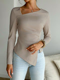 Elegant Solid Color Long Sleeve T-Shirt for Women