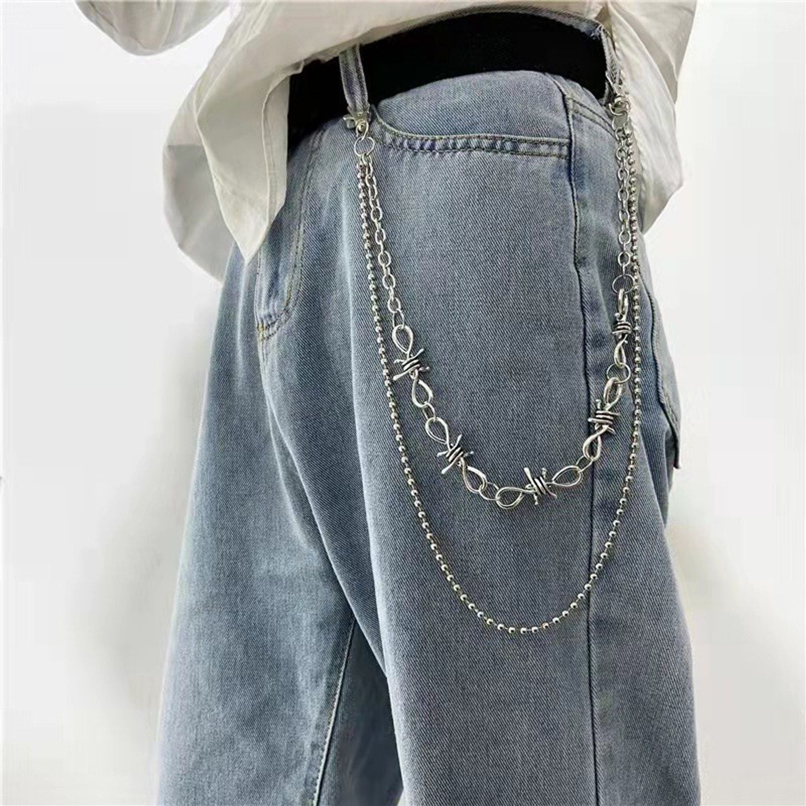 Layered Punk Street Spike Chain Keychain for Men and Women