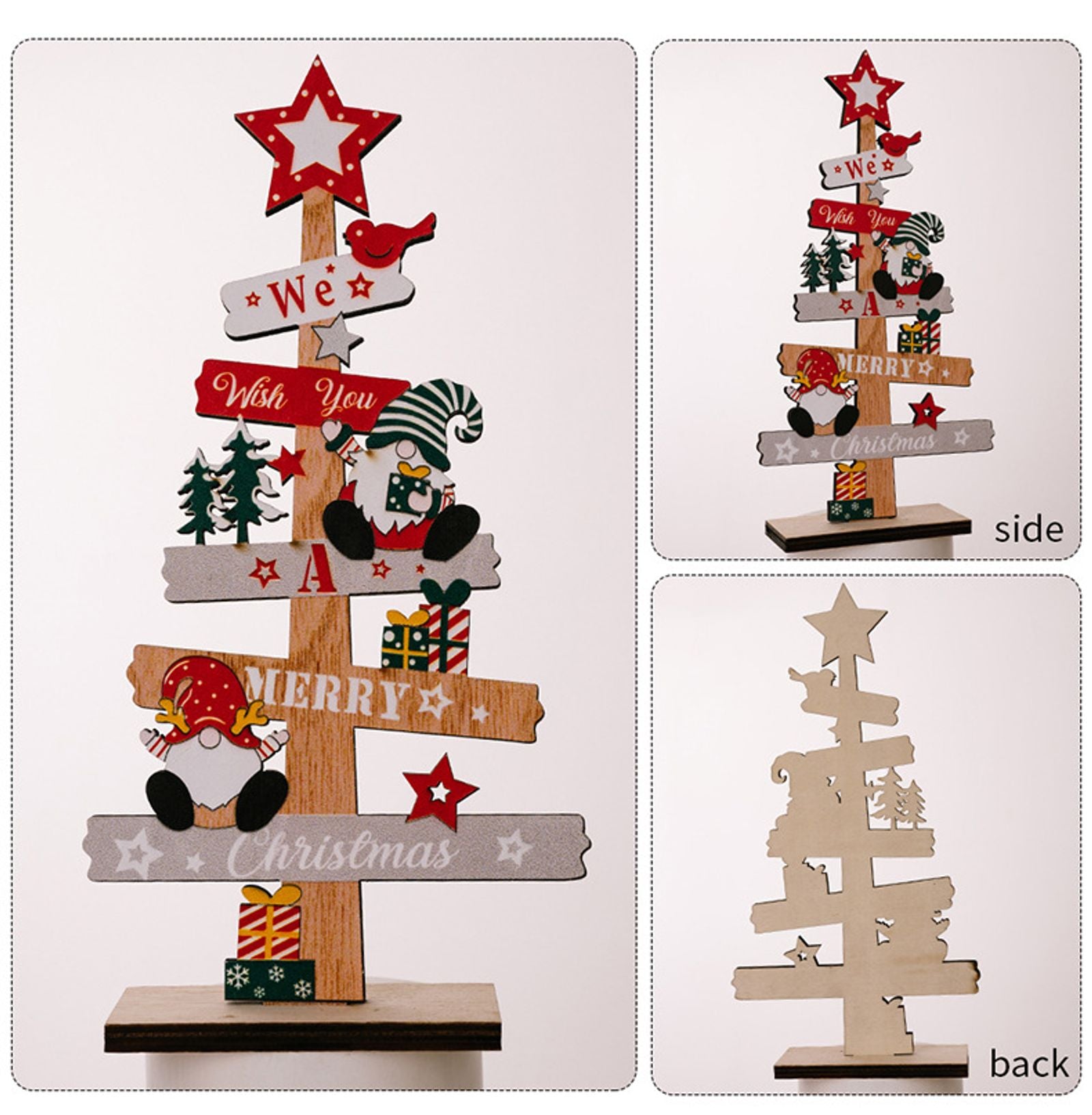 Wooden Christmas Tree Santa Claus DIY Decoration