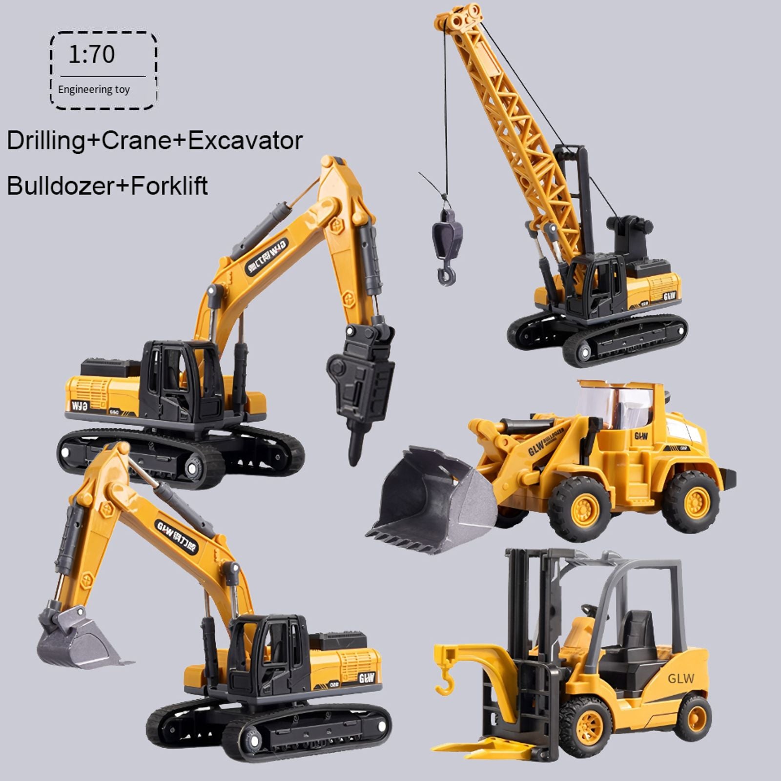 Mini Engineering Diecast Car Set - Construction Vehicles