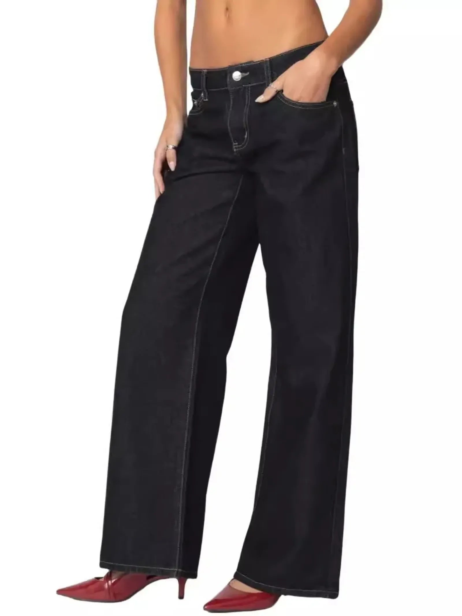 Fashionable Women's High Waist Wide Leg Jeans