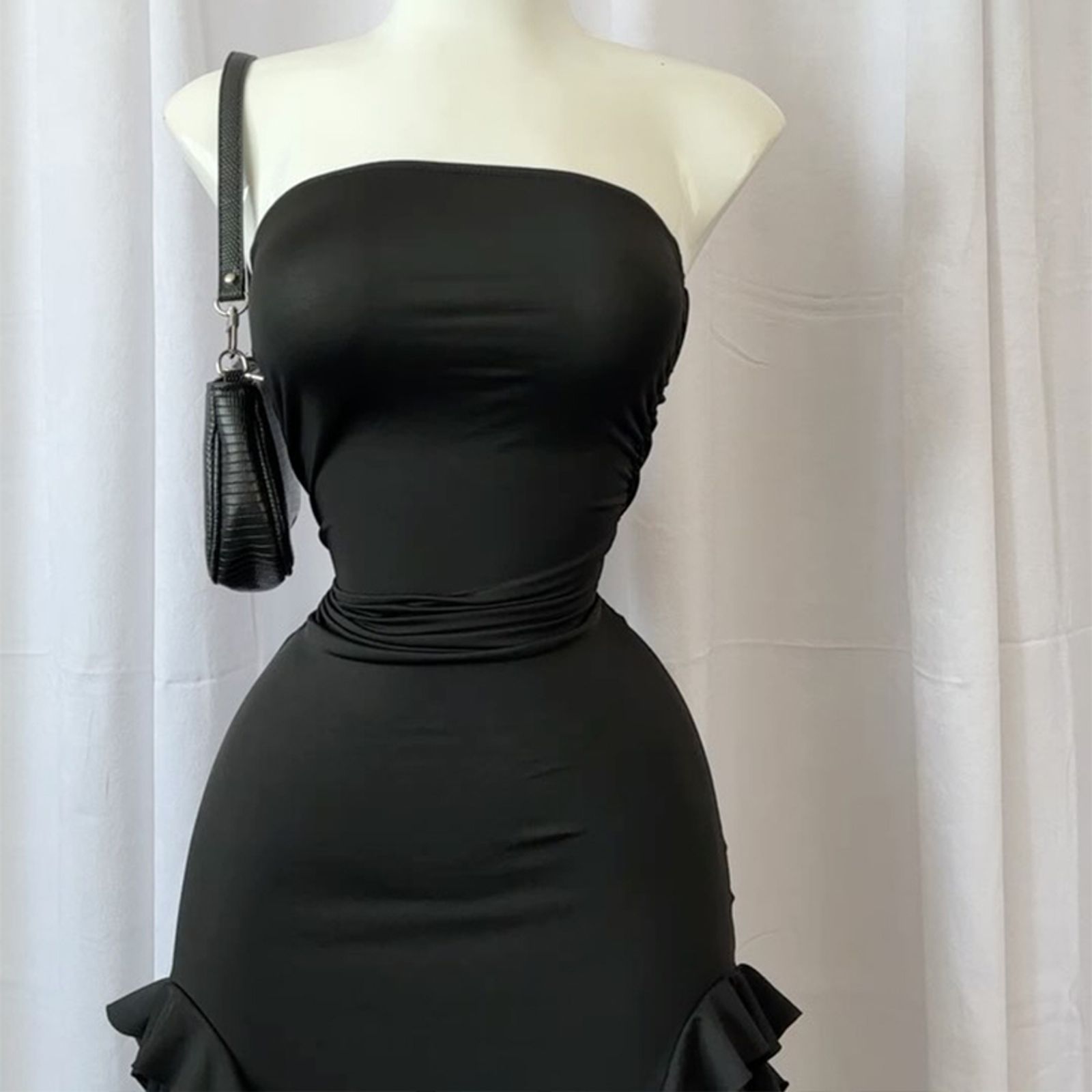 Women’s Strapless Floral High Slit Mini Dress