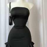 Women’s Strapless Floral High Slit Mini Dress