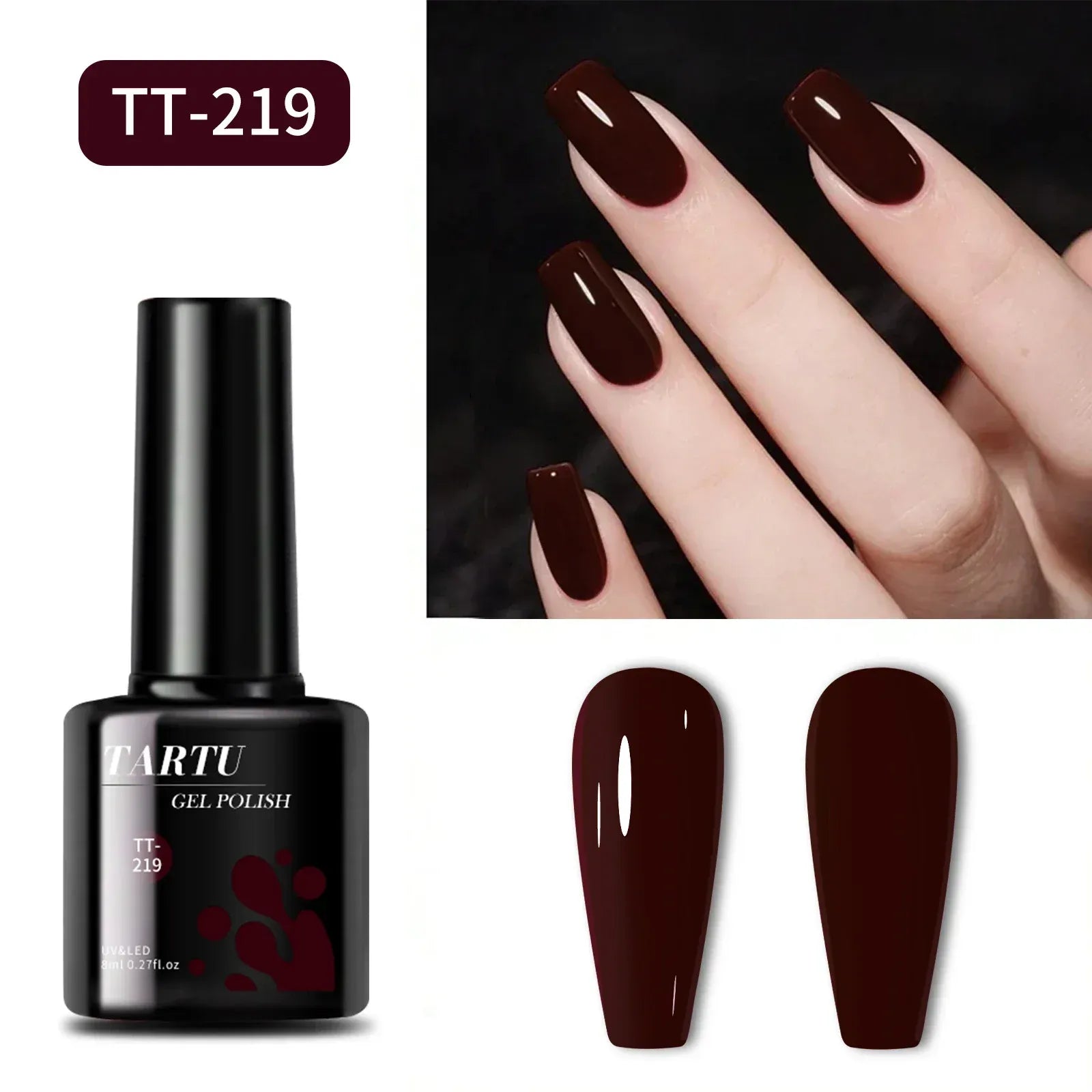 TARTU 8ml Gel Nail Polish - Rose Pink, Red, Gray, Burgundy
