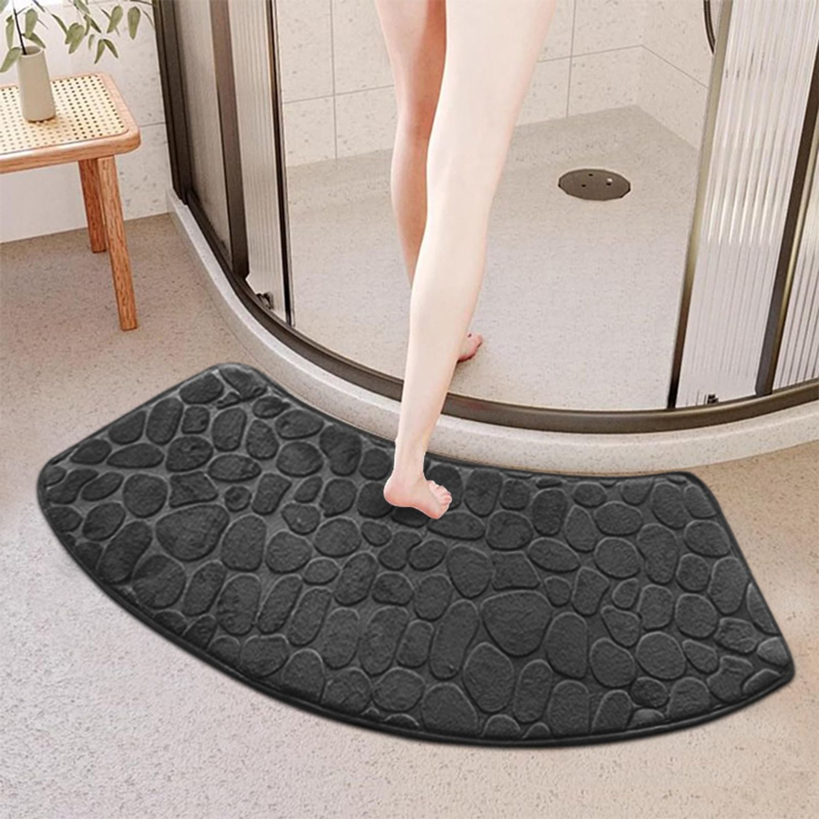 3D Non-Slip Velvet Cobblestone Bath Mat