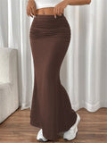Women’s Solid Slim Fishtail Skirt - Elegant & Casual Dress