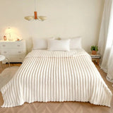 Soft & Warm Fluffy Throw Blanket - Decorative Striped Design