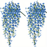 Artificial Blue Hanging Orchid Wall Decor with Eucalyptus