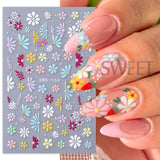 2pcs Colorful Floral Nail Decals for DIY Manicure