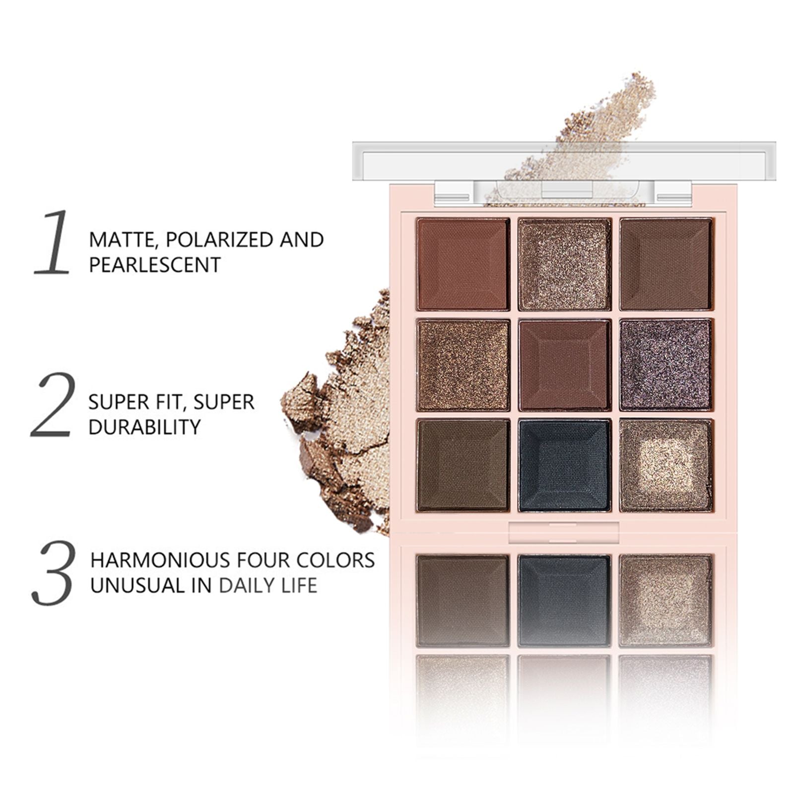 9-Color Matte & Shimmer Eyeshadow Palette - Soft Milk Tea Tones