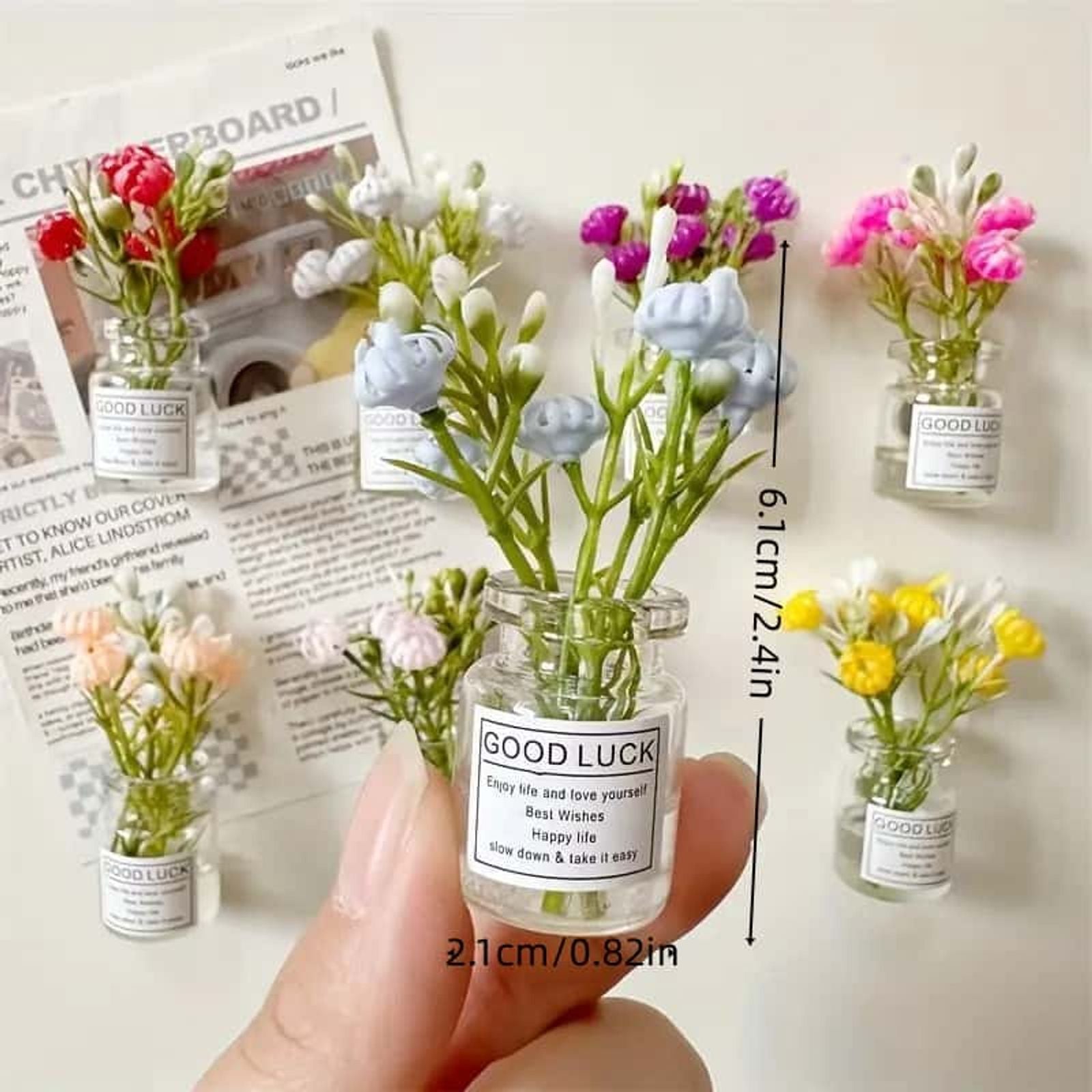 8pcs Mini Vase Magnets for Refrigerator Decor