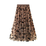 Elegant Floral Tulle Midi Skirt for Women