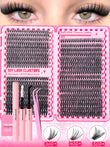 DIY Eyelash Extension Kit with Tweezers and Glue