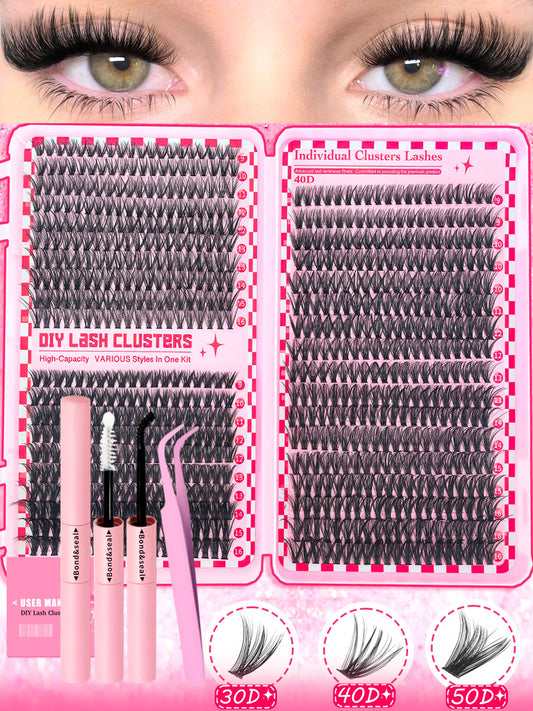 DIY Eyelash Extension Kit with Tweezers and Glue
