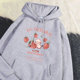 Women's Cute Strawberry Rabbit Printed Hoodie