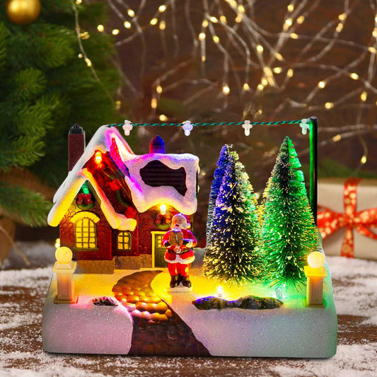 Christmas Village Scene Collectible with Lights and Trees