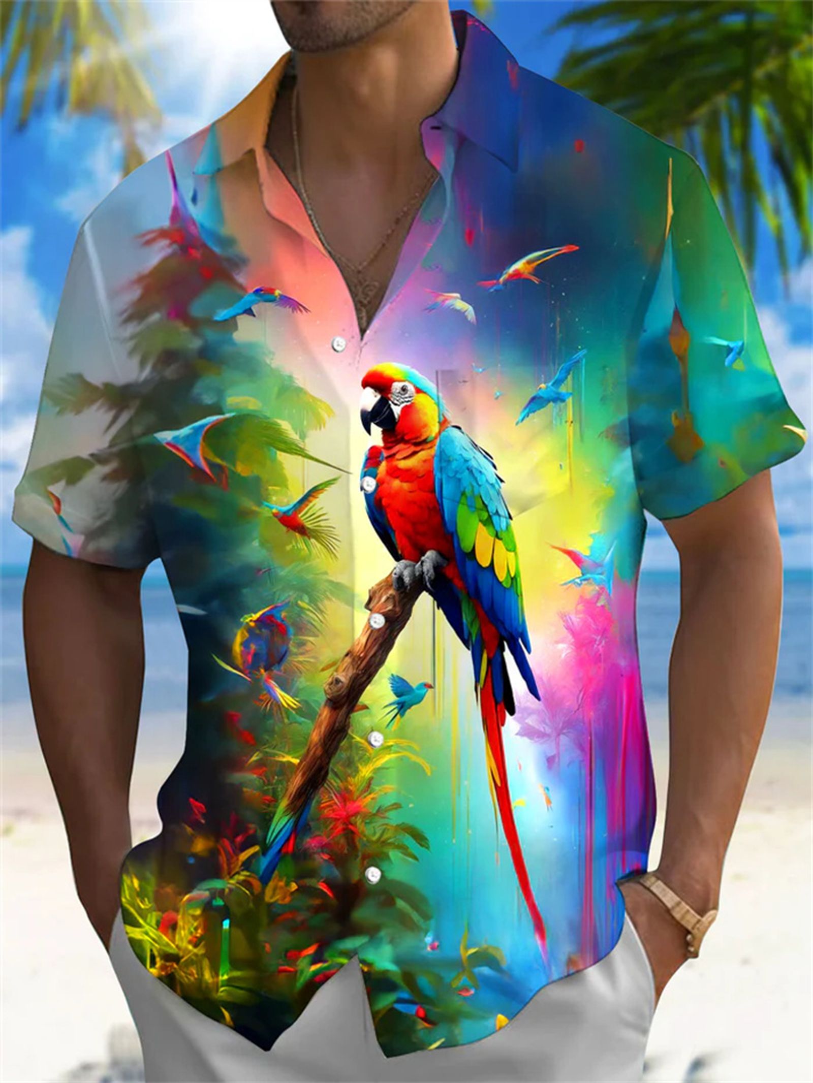 Men's Summer Hawaiian Beach Shirt - Comfortable Fit