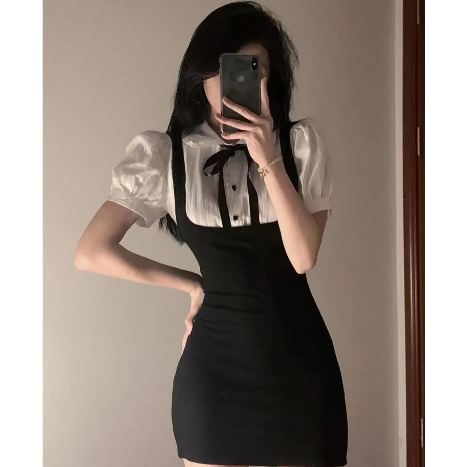 Trendy Summer Slimming Black and White Mini Dress