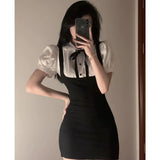 Trendy Summer Slimming Black and White Mini Dress
