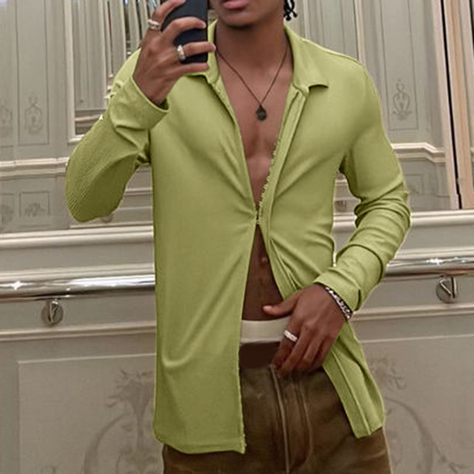 Men's Casual Lapel Long Sleeve Shirt