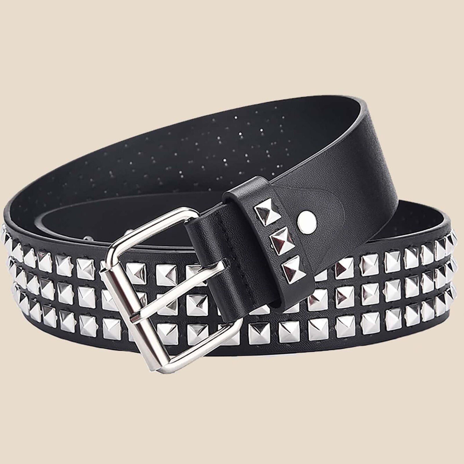 Fashion Square Bead Rivet Punk Belt for Men and Women