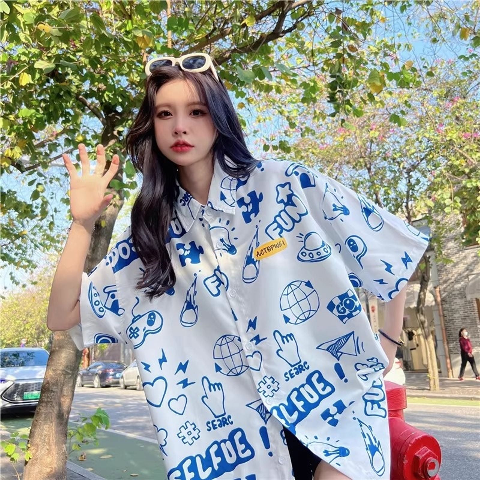 Loose Short Sleeve Hawaiian Beach Shirt for Couples